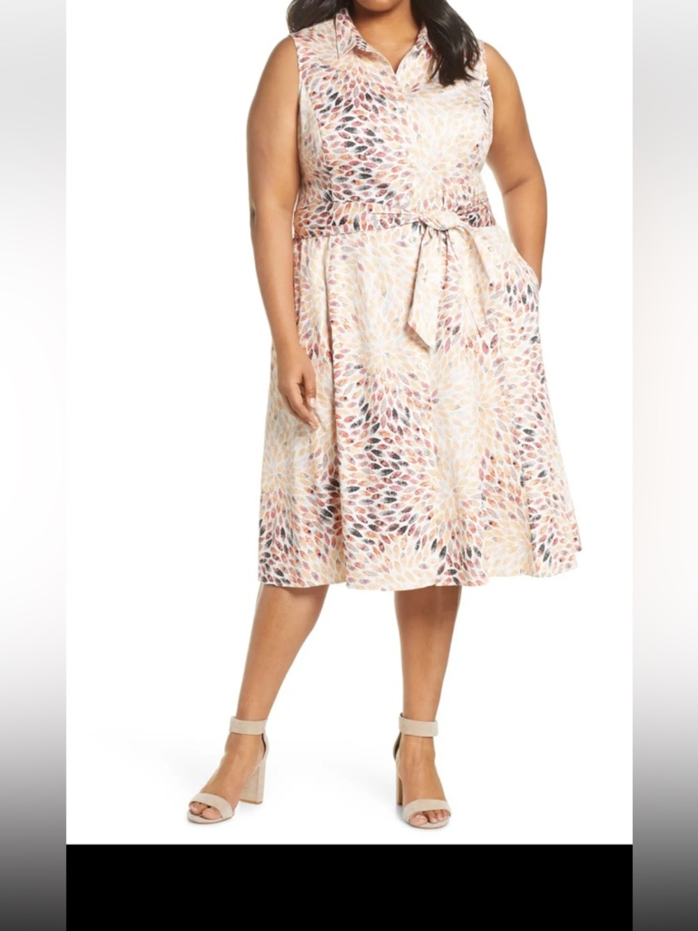NIC+ZOE Morning Burst Sleeveless Midi Shirt Dress
